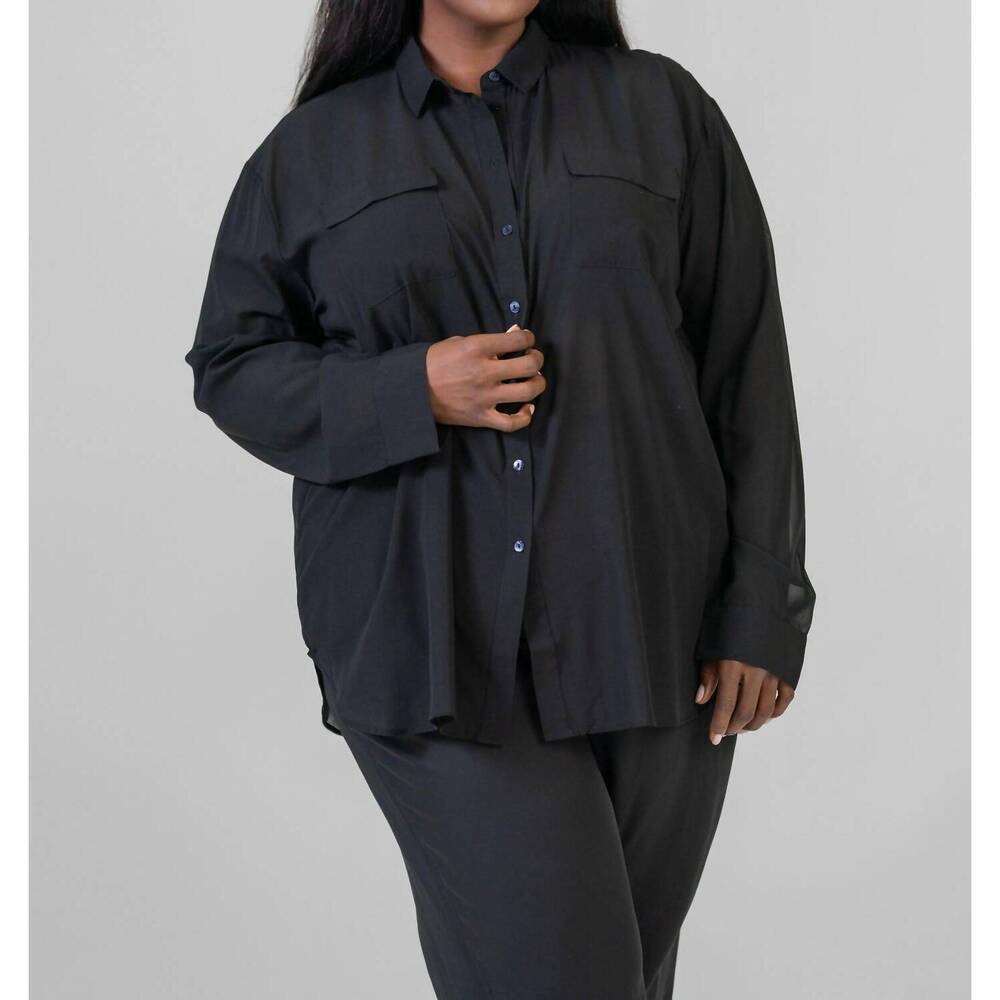 NEW NOUVELLE / SILK95FIVE monte carlo chiffon shirt - plus in black